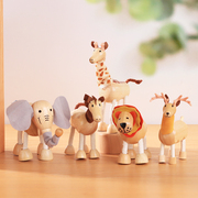现代简约木质动物摆件可爱动物小摆件创意客厅卧室儿童房间装饰品