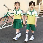 小学生幼儿园夏季短袖班服套装运动英伦风男女儿童校服一年级园服