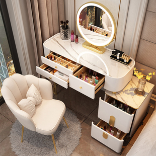 轻奢梳妆台卧室现代简约2022年ins风小户型，化妆桌收纳柜一体
