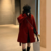红色高级感呢子大衣，2023秋冬装韩系搭配显高小个子毛呢外套女短款
