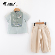 儿童唐装男童夏季中国风，古装宝宝汉服，周岁礼服男孩帅气国潮少爷服