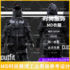 md时尚帅气赛博工装，风格服装clo3d服装打版源文件3d模型素材obj