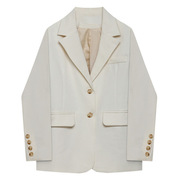 杏白色小西装外套，小众设计英伦风，自制春秋韩版女西服西装外套