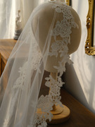 新娘手作韩式户外婚礼，小众婚纱长款复古蕾丝，花朵头纱