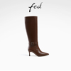 fed铆钉长靴冬季靴子高跟时装靴皮靴长筒靴女款R1102-ZFA319