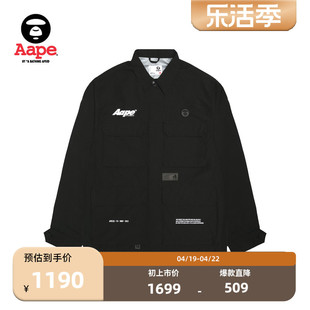 Aape男装春夏猿颜徽章字母印花多口袋工装夹克外套7616XXL