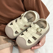 女童包头凉鞋2024夏季儿童真皮软底防滑宝宝，运动鞋男童沙滩鞋