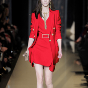 红色西装套装女欧美时尚套装裙炸街职业外套连衣裙两件套