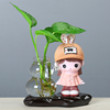 创意绿萝水培植物花盆玻璃透明容器水养卡通可爱花瓶器皿桌面摆件
