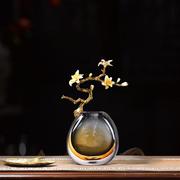 纳什新中式珐琅彩玻璃装饰花瓶摆件高档玄关酒柜客厅家用家居工艺