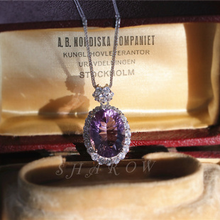 sharow「大尺寸值得收藏的紫水晶吊坠」925纯银，项链小众可拆卸链