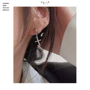 jqtimtc《十二》s925纯银，耳环女十字架吊坠设计耳圈朋克风耳饰品