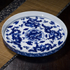 茶盘陶瓷实用简约大号茶海小圆型托盘，加单层青花瓷中式釉下彩龙纹