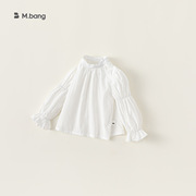 babycity小女孩春装韩版儿童泡泡袖衬衫童装女童白色衬衣
