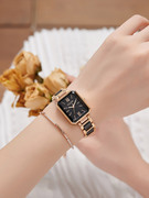 聚利时手表学生初高中女韩版小众方形显白陶瓷手表女时尚石英手表
