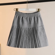 2024设计感收腰半身裙时尚显瘦百褶裙短款高腰A字蓬蓬裙灰色短裙