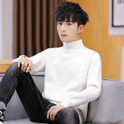 毛衣男半高领冬季加绒加厚保暖青少年学生长袖韩版修身纯色针织衫