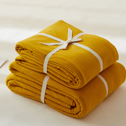 a类ins母婴撞色全棉，纯棉超柔裸睡天竺棉针织，四件套纯色床上黄被套
