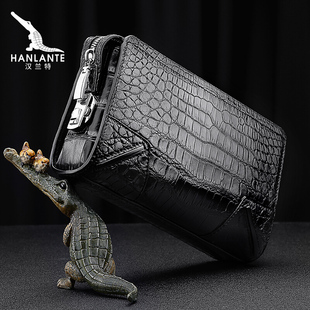 汉兰特鳄鱼皮手包男真皮皮包奢侈品牌，长款钱包商务肚皮气质男手包