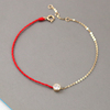 韩国进口纯14k金红绳(金红绳)手链，女幸运款红绳，包边钻k金手绳首饰女礼物