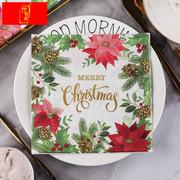 Runlux高端彩色圣诞印花餐巾纸 纸巾 圣诞节装饰派对布置餐垫纸