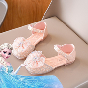 爱莎公主鞋2024艾莎水晶鞋女宝宝魔术贴鞋子小女孩儿童水钻鞋