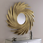 新古典软装客厅玄关装饰镜欧式雕刻太阳镜墙面创意挂镜餐边镜