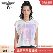 boylondon潮牌无袖t恤女夏季logo印花宽松休闲朋克坎肩背心w02001