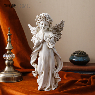 欧式艺术复古少女天使女孩，摆件美式树脂石膏，雕像桌面软装饰品摆设
