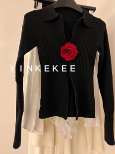 yinkekee(11.12上新)韩版洋气个性，小众简约花朵开衫女