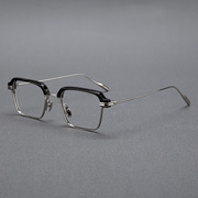 木川眼镜框近视眼睛超宽大脸全框男士纯钛加板材眉线镜架配高度数