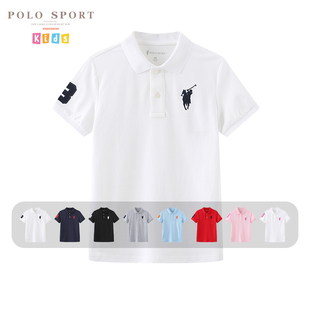 polosport童装儿童polo衫，2024夏季男童短袖，t恤中大童翻领上衣