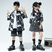 儿童街舞潮服女孩个性JK套装男童嘻哈hiphop演出服女童爵士舞服装