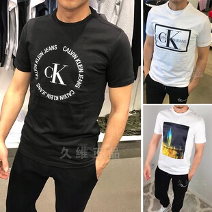 Calvin Klein CK Jeans男士时尚字母圆领短袖t恤休闲上衣