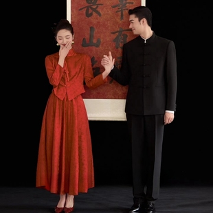 红色旗袍敬酒服2024新娘结婚套装新中式宴会平时可穿订婚礼服