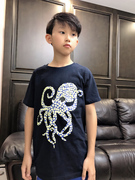 纯棉英国单男童女童海洋系列章鱼八爪鱼中大童短袖T恤 Q 2