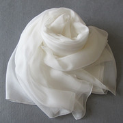 白色丝巾2023披肩外搭女搭配100%桑蚕丝春秋纱巾真丝围巾