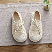 夏季网面鞋蕾丝雏菊花朵，镂空透气洞洞，鞋俏皮可爱包头平底凉鞋