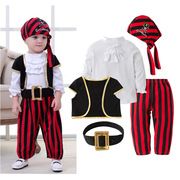 万圣节儿童服装男童角色扮演cosplay化妆舞会表演服 海盗船长套装