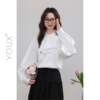 YOUX微胖大码女装胖mm白色衬衫2024春韩版设计感宽松长袖上衣