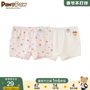PawinPaw卡通小熊童装2023年秋季女童内裤抗菌平角裤两件装