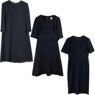 vintage日本制复古森系，赫本风春装洋装，短袖中长裙气质黑色连衣裙