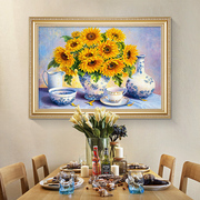 欧式餐厅装饰画横版花卉画饭厅，挂画厨房壁画现代简约客厅油画水果