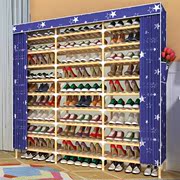 高档简易鞋架家用门口省空间，经济型防尘布鞋柜(布鞋柜，)实木置物架多功能鞋