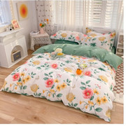 纯棉全棉套件斜纹印花床，单式四件套床上用品，多规格花卉简约可订做