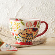 手工手绘陶瓷早餐杯创意牛奶杯，女性下午茶咖啡杯喝水杯可爱燕麦杯