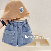 女童牛仔短裤2024夏季韩版儿童洋气白边大口袋外穿中童牛仔裤