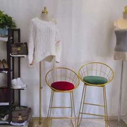 吧台椅北欧网红现代简约时尚，靠背铁艺家用餐椅高脚服装店凳子拍照