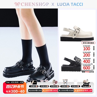 LUCIA TACCI时尚潮流小牛皮包头平底勃肯秋鞋CHENSHOP设计师品牌