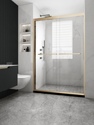 定制一字型淋浴隔断极窄干湿分离玻璃不锈钢浴室淋浴房移门卫生间